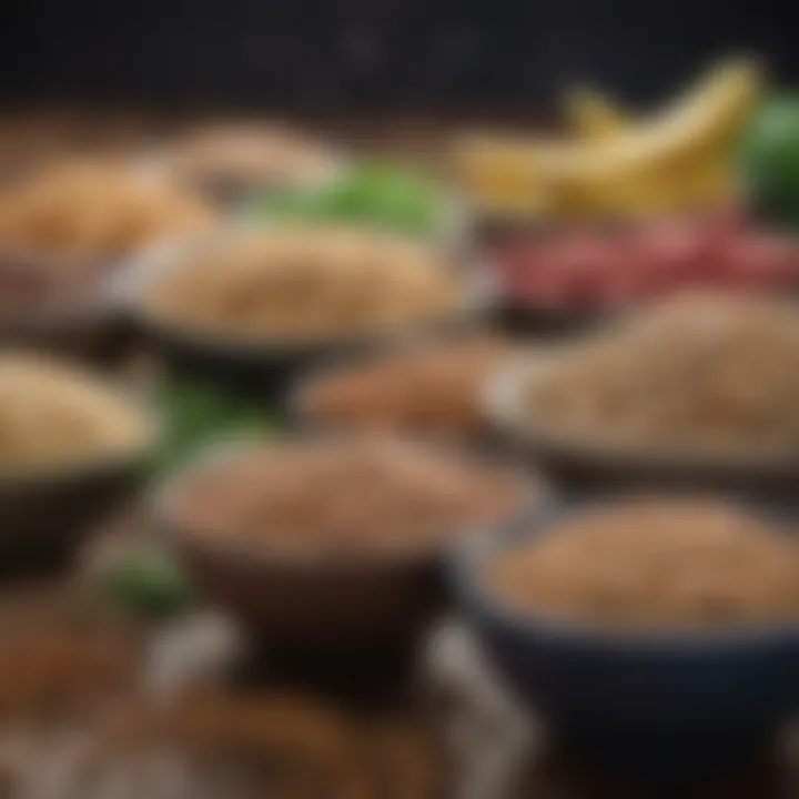 A variety of whole grains and legumes laid out attractively