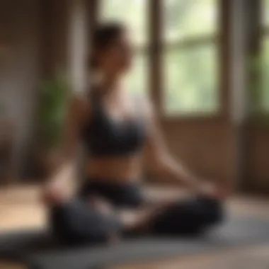 A calm person practicing yoga in a peaceful environment