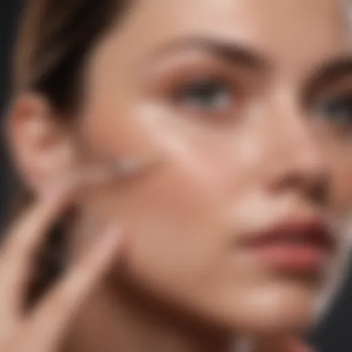 Close-up of a woman applying a facial serum to enhance skin elasticity