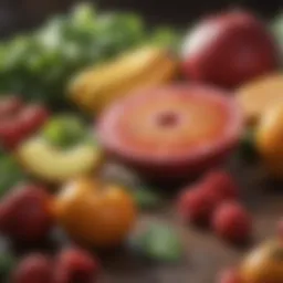 Fresh fruits and vegetables arranged beautifully