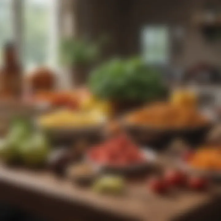 An array of healthy foods displayed on a table