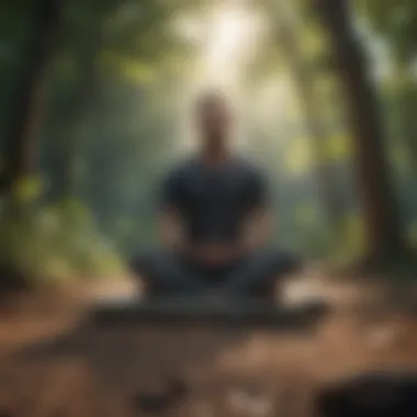 Meditation for Relaxation A peaceful scene showing a person meditating outdoors to promote relaxation