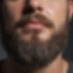 Close-up of a textured beard showcasing varying hair density.