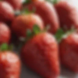 Close-up of fresh strawberries against a white background