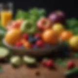 Colorful assortment of fresh fruits and vegetables