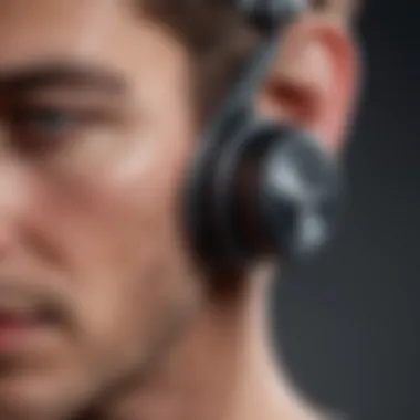 Close-up of sweat-resistant over-ear headphones showcasing their design