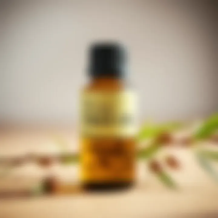 Pure Tea Tree Oil Close-up of tea tree oil in a glass bottle
