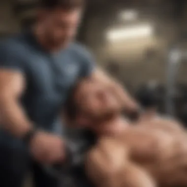 An individual demonstrating proper technique on a bench press machine