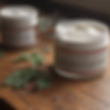 Various topical creams on a wooden surface