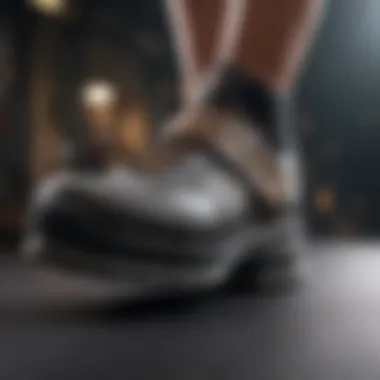 Close-up of a high-performance lifting shoe showcasing its sole and heel