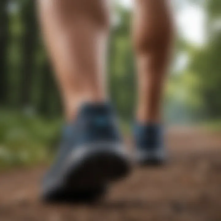 A close-up of a person walking with fitness tracker