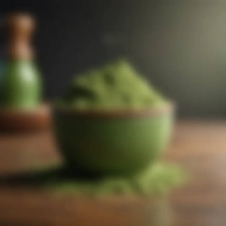 Vibrant green matcha powder in a bowl