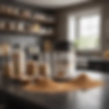 Diverse protein powder options displayed in a modern kitchen setting