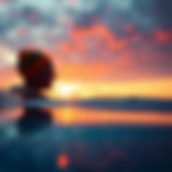 A vibrant sunset reflecting on the water surface, symbolizing the joy and relaxation swimming can bring.