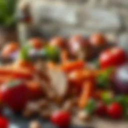 Ancient Roman dietary representation with fresh ingredients