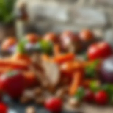 Ancient Roman dietary representation with fresh ingredients