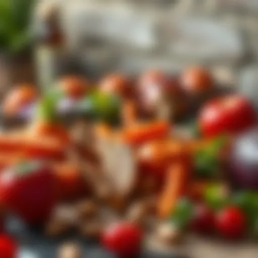 Ancient Roman dietary representation with fresh ingredients