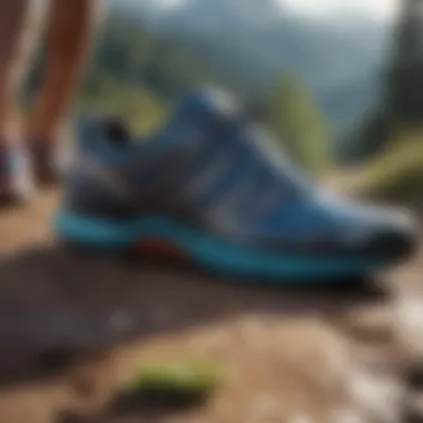 Close-up of innovative shoe technology in trail running footwear