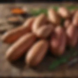 Vibrant sweet potatoes on a rustic table