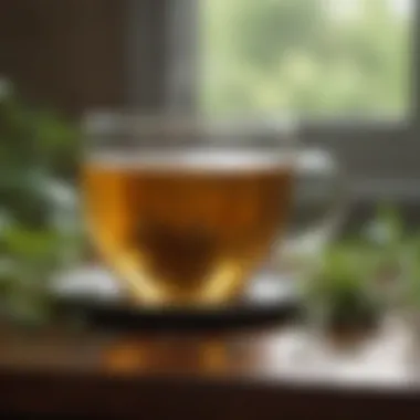 Calming herbal tea in a serene setting