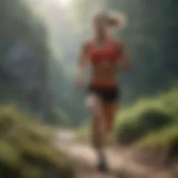 Runner exploring natural terrain