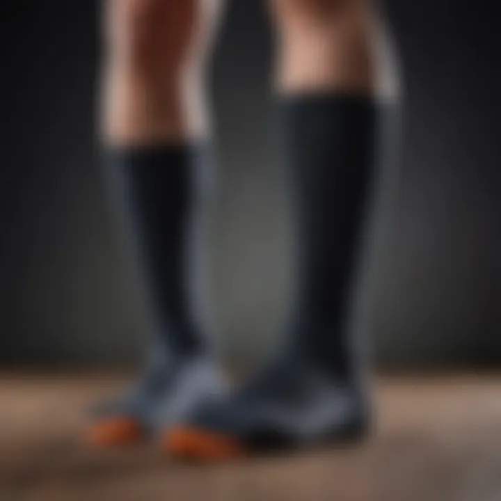 Detailed view of high-quality compression socks demonstrating fabric texture and support features