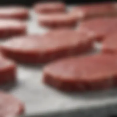 Lean Meats Display Artfully arranged lean meats on a marble countertop.