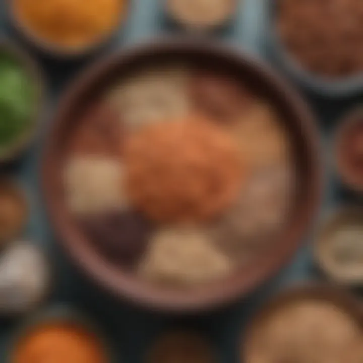 Nutrient-dense legumes and grains in colorful bowls.