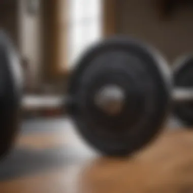 A CAP rubber weight plate on a barbell in a home gym setting