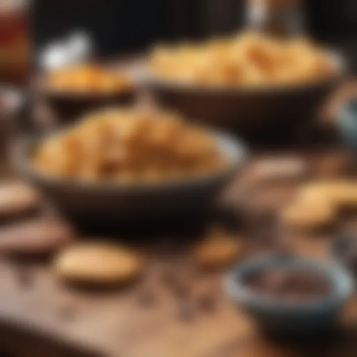 A vibrant spread of carb smart snacks on a wooden table