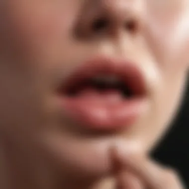 Visual representation of cold sore symptoms on the bottom lip