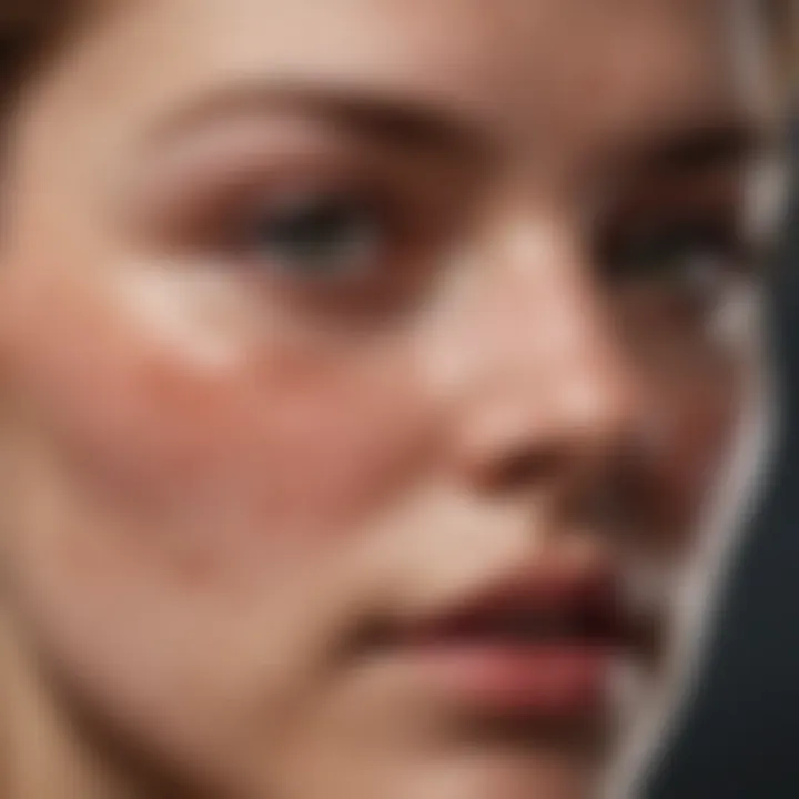 Close-up of flaky skin texture on a face