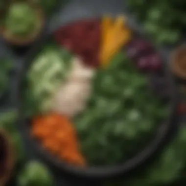 Diverse Dietary Sources of Folate A vibrant plate featuring various leafy greens and legumes rich in folate