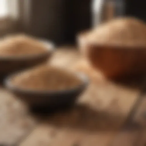 A variety of grains on a wooden table