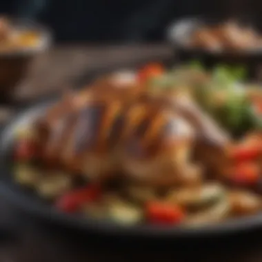 A vibrant plate of grilled chicken and vegetables