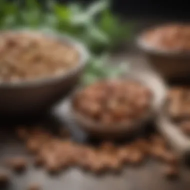 A close-up of legumes and nuts providing protein