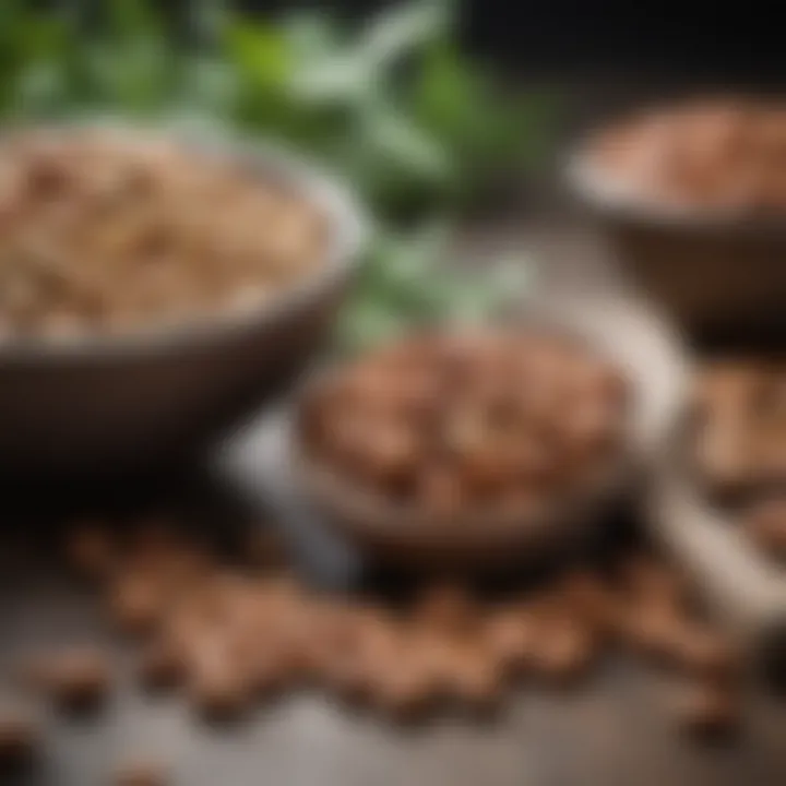 A close-up of legumes and nuts providing protein