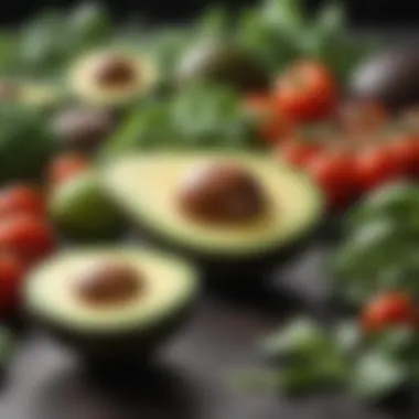 Keto-Friendly Vegetables A colorful assortment of keto-friendly vegetables including avocados and leafy greens