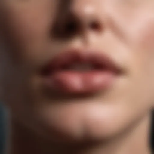 Close-up view of irritated skin around the lips