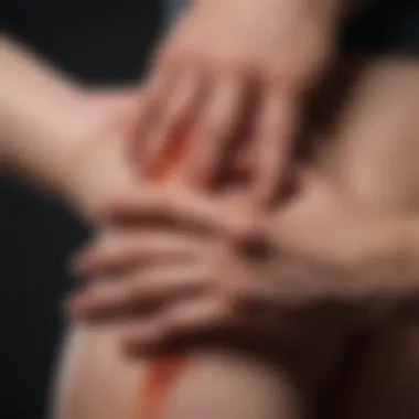 Close-Up View of Inflammation A close-up view of swollen extremities displaying redness and inflammation.