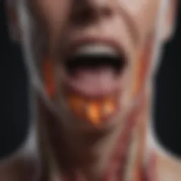 Illustration of throat anatomy highlighting areas affected by burning sensations