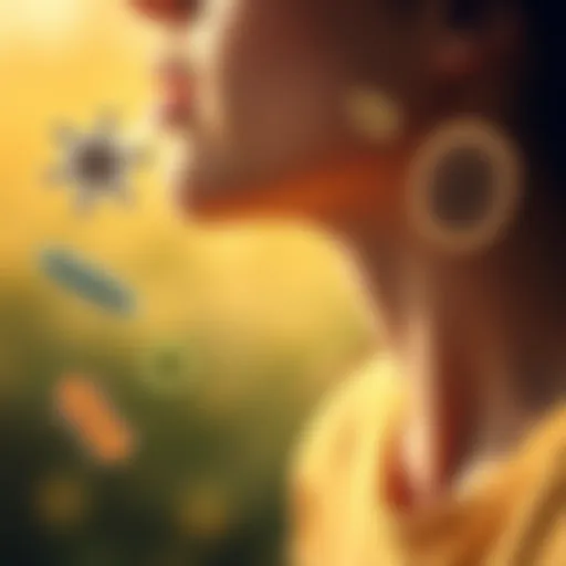 Illustration of common allergens causing throat irritation