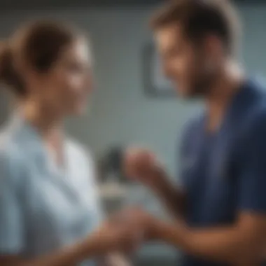 Consultation for Effective Treatment Options Illustration of a healthcare professional discussing treatment options with a patient.