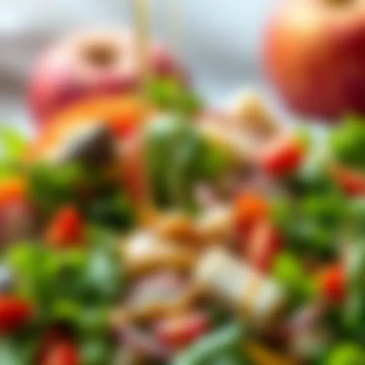 A vibrant salad drizzled with apple cider vinegar