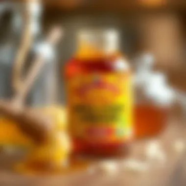 A close-up of apple cider vinegar and honey blend
