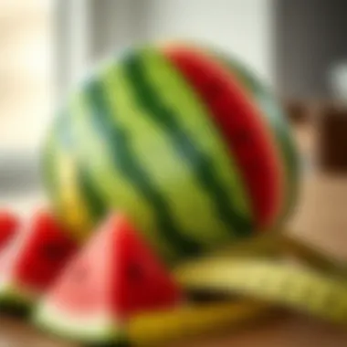 Watermelon with a measuring tape emphasizing portion control