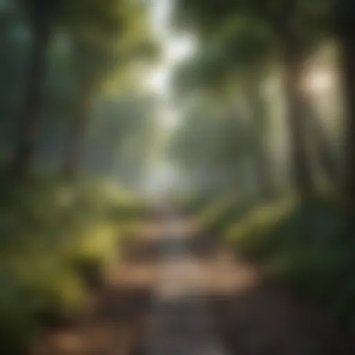 A scenic walking path surrounded by trees