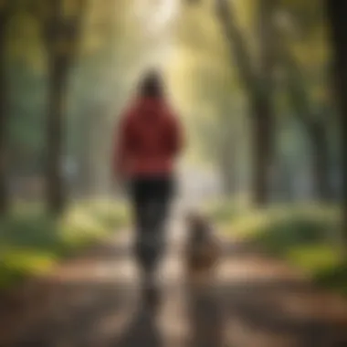 Companionship in Fitness A person walking with a dog in a park