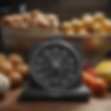 Understanding Caloric Values Detailed view of a calorie scale displaying various food items