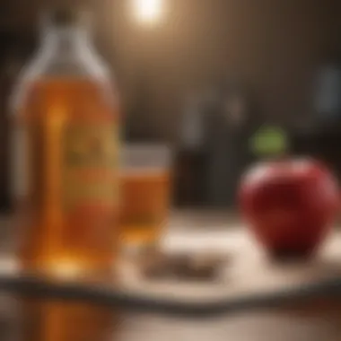 Weight Management Strategies with Apple Cider Vinegar A notebook with weight management notes and apple cider vinegar